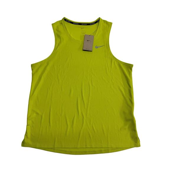 Nike Dri Fit Miler Lime Green Running Tank Top DV9321 308 Men’s Size Large - Picture 2 of 6